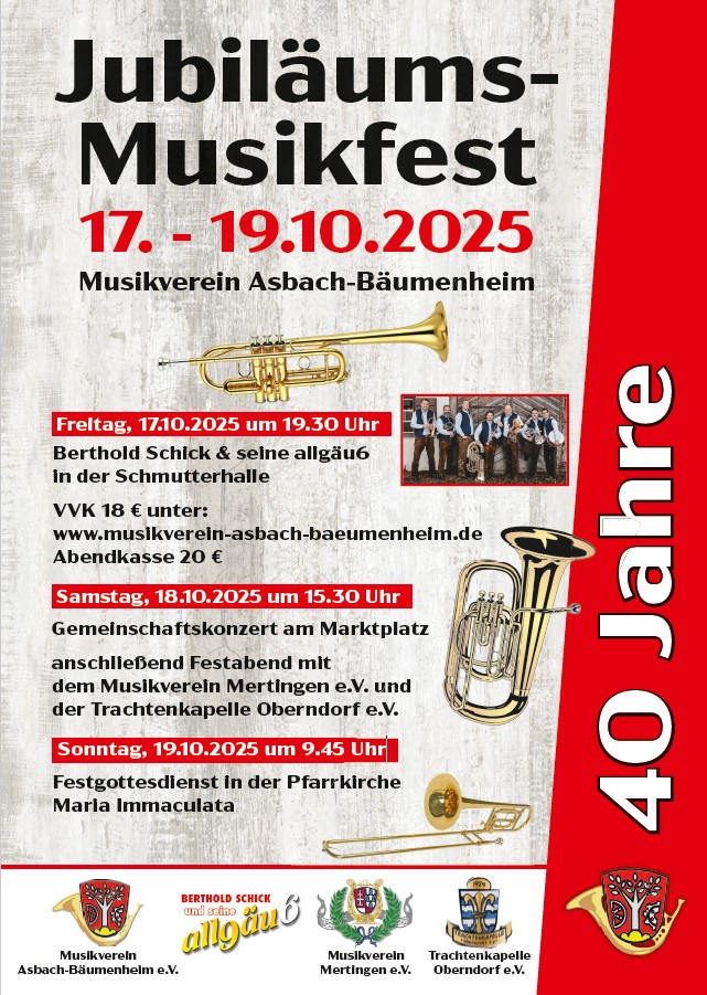 Mehr über den Artikel erfahren Anmeldung 40 Jahre Musikverein